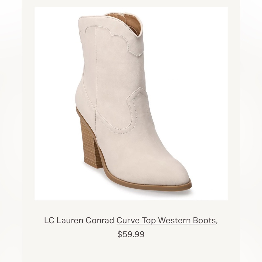 LC Lauren Conrad women's curve top western boots.  Ivory 6.5 - Picture 8 of 8